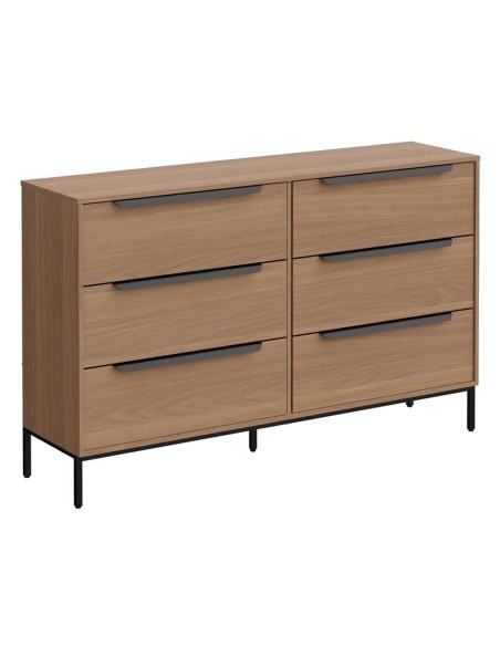 Cómoda 6 cajones color roble