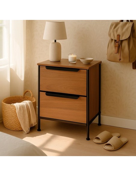 Mueble 2 cajones color roble