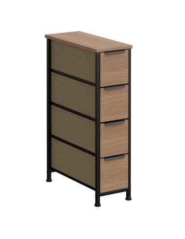 Mueble estrecho 4 cajones color roble