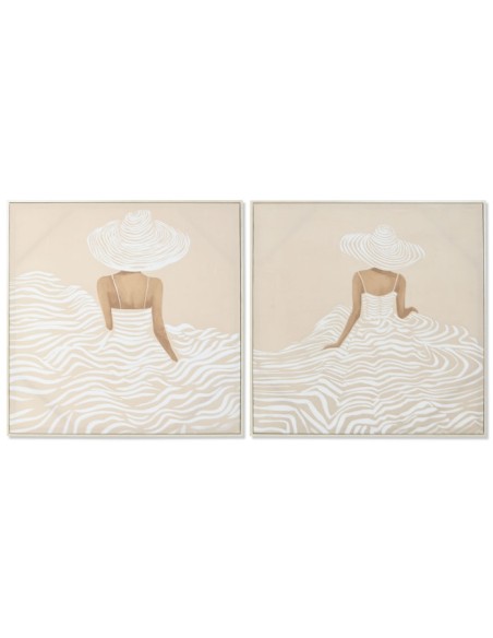 Cuadro lienzo chica vestido con marco