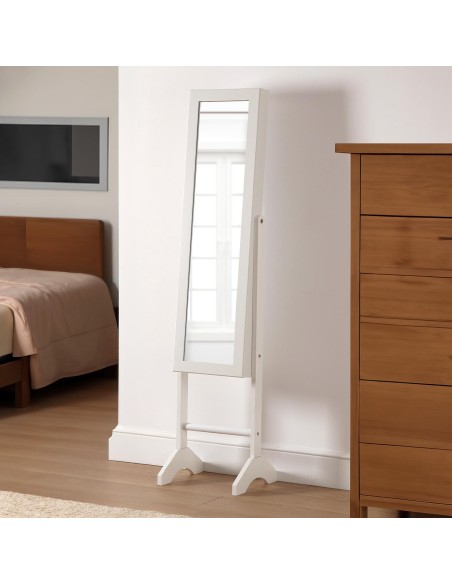 Espejo joyero de suelo blanco