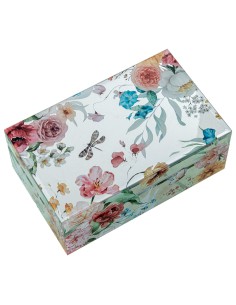 Joyero de cristal con flores