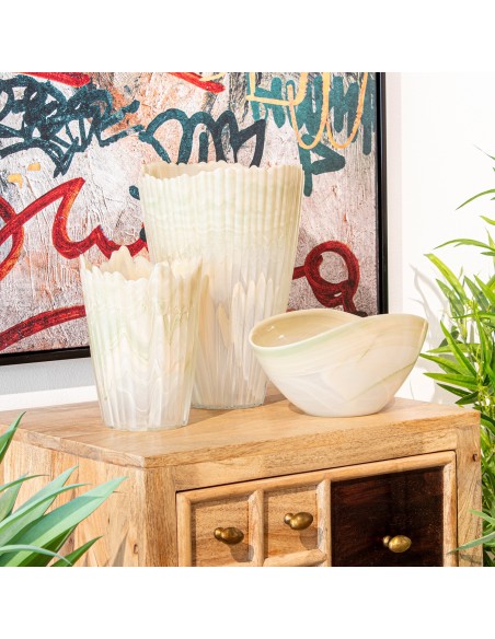 Jarrón de cristal pequeño en crema