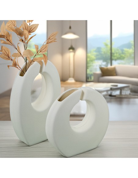 Jarrón cerámica color crema