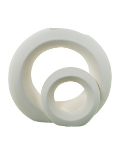 Jarrón cerámica doble aro en crema