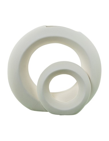 Jarrón cerámica doble aro en crema