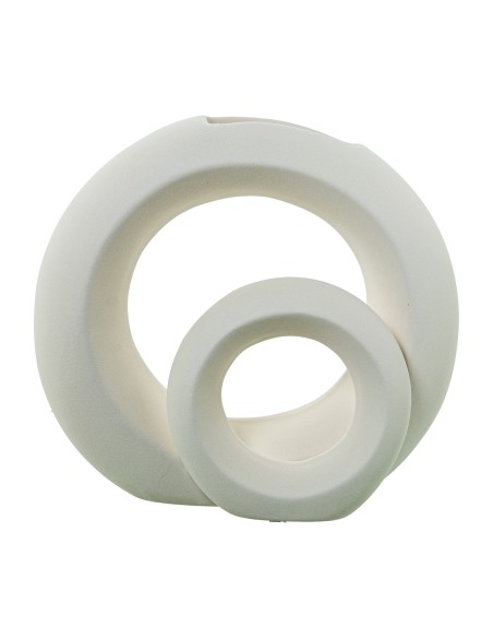 Jarrón cerámica doble aro en crema