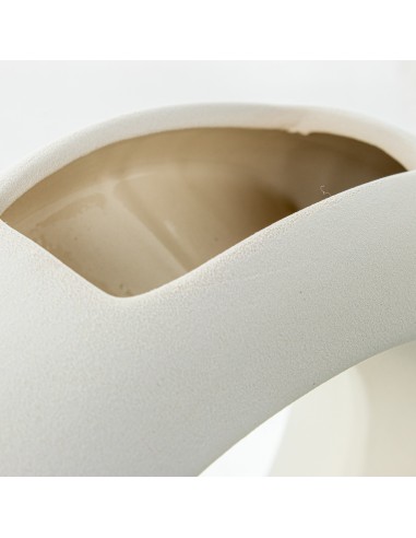 Jarrón cerámica doble aro en crema