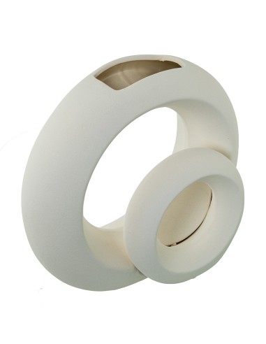 Jarrón cerámica doble aro en crema