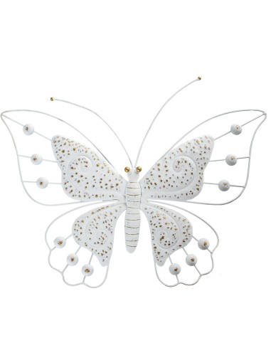 Decoración de metal mariposa grande blanca