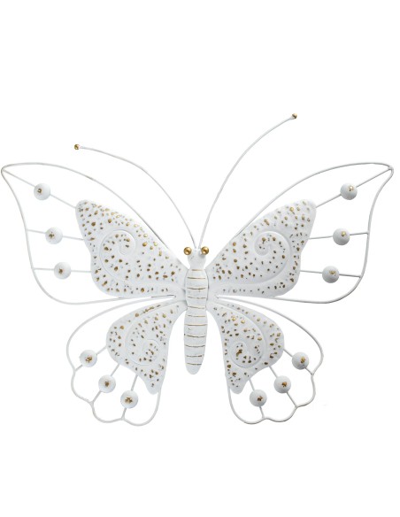 Decoración de metal mariposa grande blanca Decoración de metal mariposa grande blanca