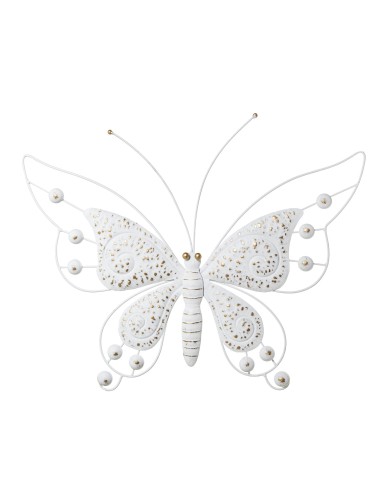 Decoración de metal mariposa blanca