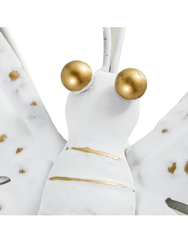 Decoración de metal mariposa blanca