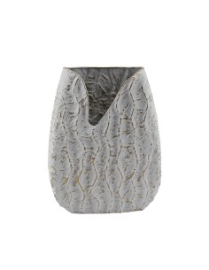 Jarrón metal blanco/oro pequeño