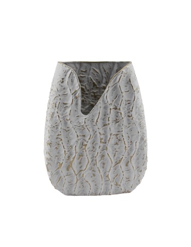 Jarrón metal blanco/oro pequeño