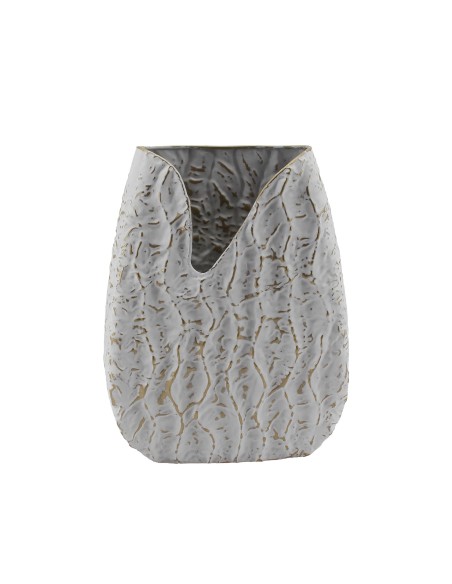 Jarrón metal blanco/oro pequeño