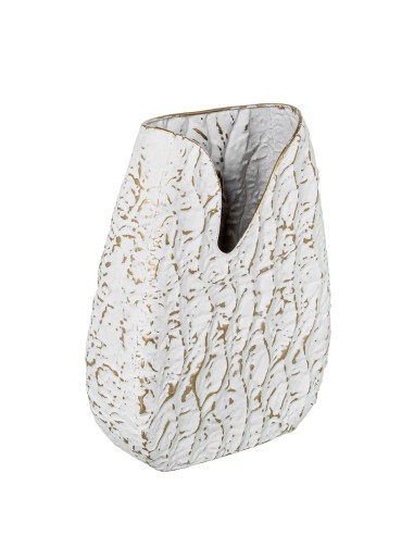 Jarrón metal blanco/oro pequeño