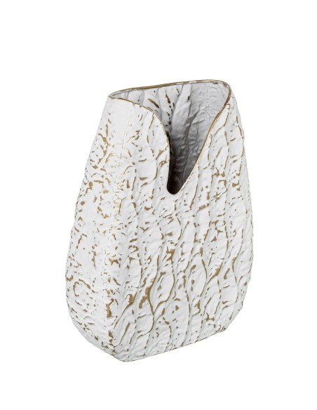 Jarrón metal blanco/oro pequeño