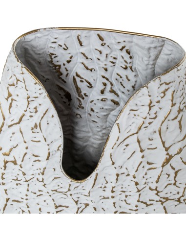 Jarrón metal blanco/oro pequeño