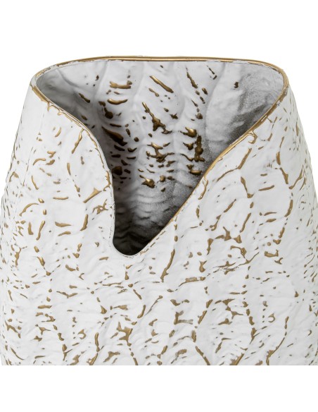 Jarrón metal blanco/oro pequeño
