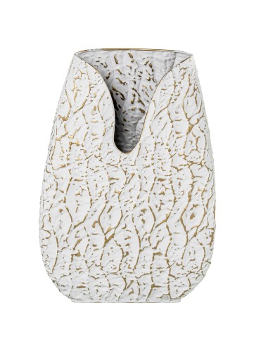 Jarrón metal blanco/oro grande
