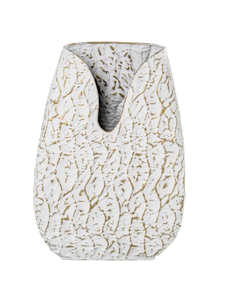 Jarrón metal blanco/oro grande