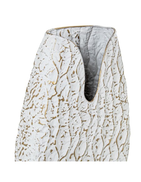 Jarrón metal blanco/oro grande