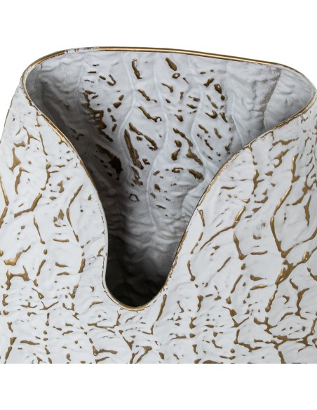 Jarrón metal blanco/oro grande