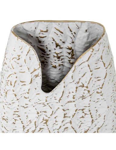 Jarrón metal blanco/oro grande