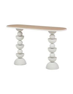 Consola de metal blanca con base madera