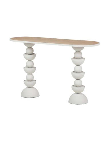 Consola de metal blanca con base madera