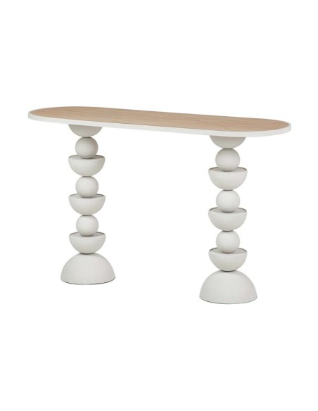 Consola de metal blanca con base madera Consola de metal blanca con base madera