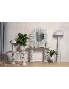 Consola de metal blanca con base madera 2