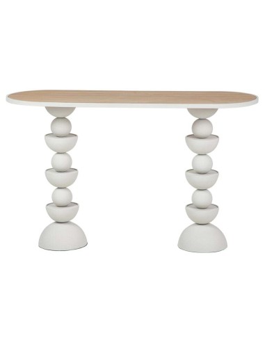 Consola de metal blanca con base madera