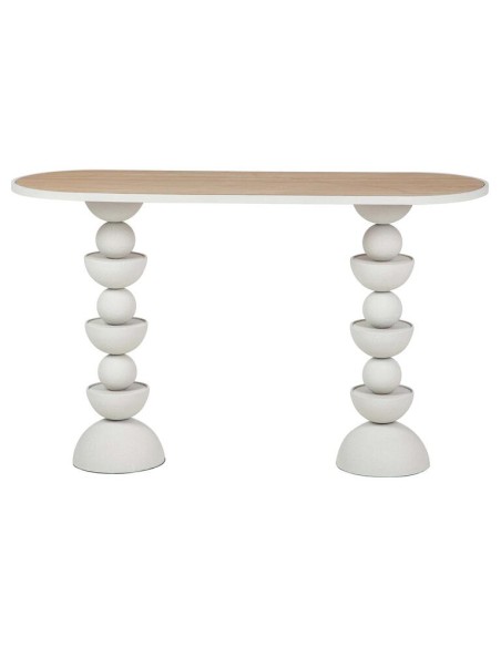 Consola de metal blanca con base madera