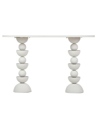 Consola de metal blanca con base madera