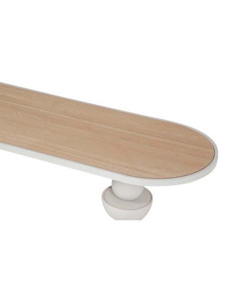 Consola de metal blanca con base madera