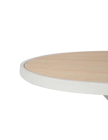 Consola de metal blanca con base madera