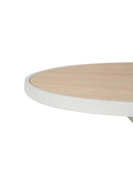Consola de metal blanca con base madera