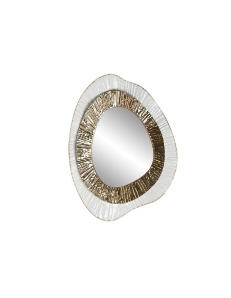 Espejo metal blanco y dorado