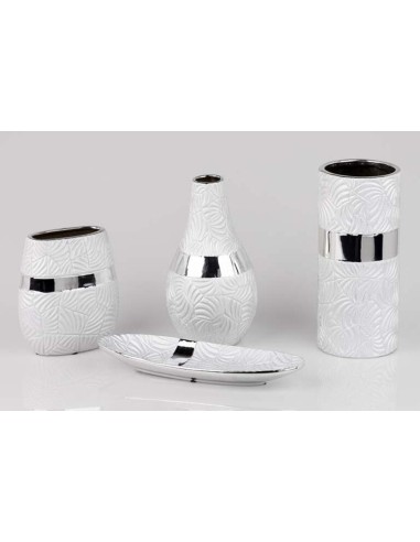 Jarrón de cerámica plateado pequeño