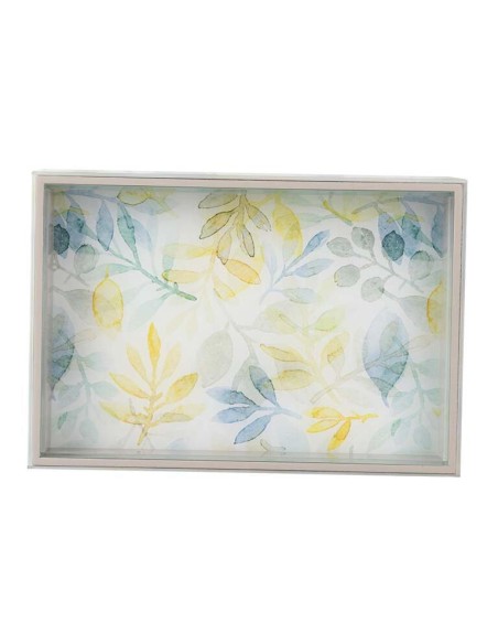 Bandeja de cristal con diseño de hojas