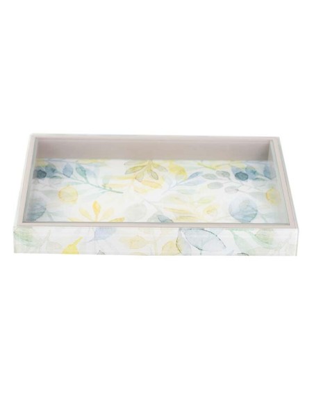 Bandeja de cristal con diseño de hojas