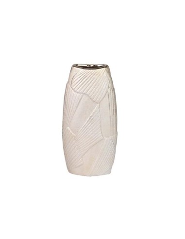 Jarrón de cerámica con relieve plateado