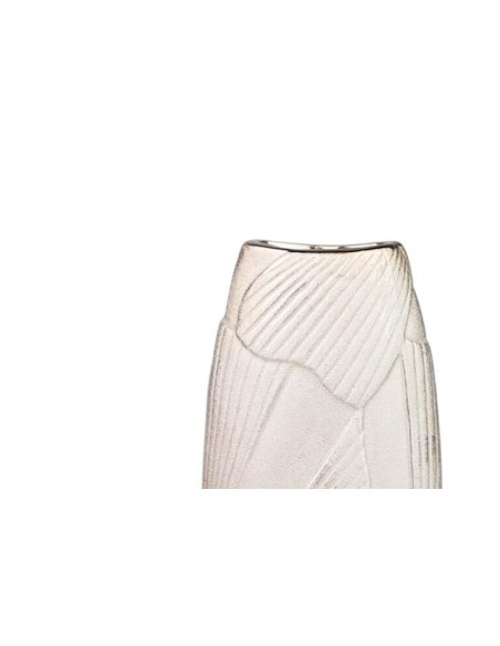 Jarrón de cerámica con relieve plateado