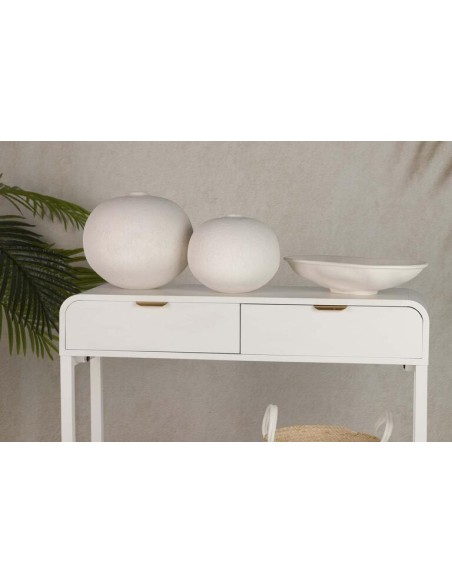 Mueble de entrada de madera en blanca