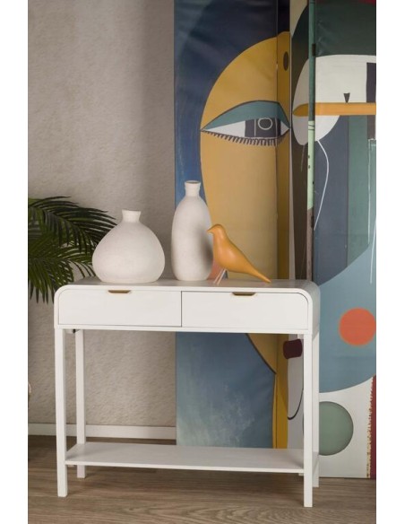 Mueble de entrada de madera en blanca