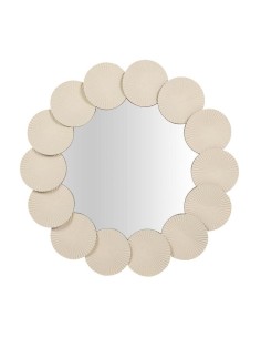 Espejo redondo de metal en beige