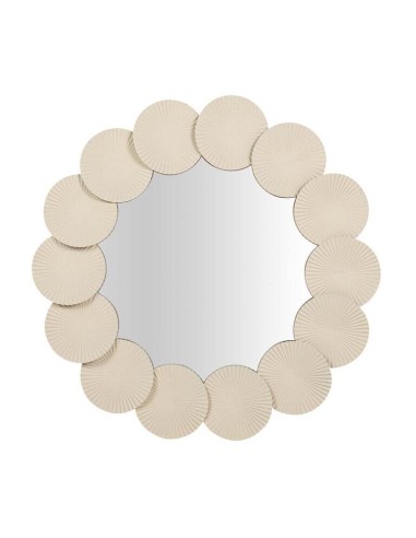 Espejo redondo de metal en beige