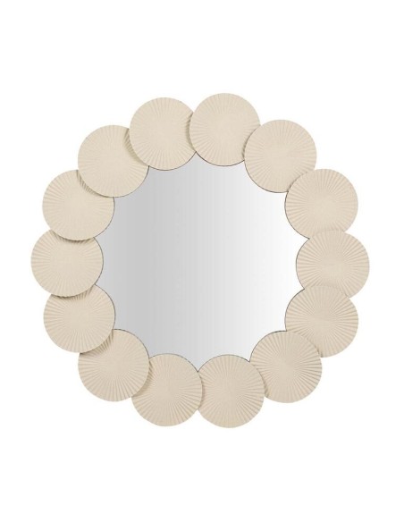 Espejo redondo de metal en beige